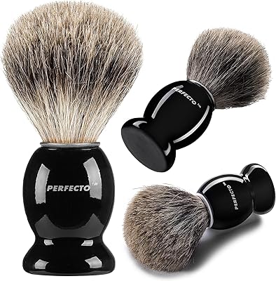Perfecto 100% Pure Badger Shaving Brush-Black Handle- Engineered for The Best Shave of Your Life. for, Safety Razor, Doubl...
