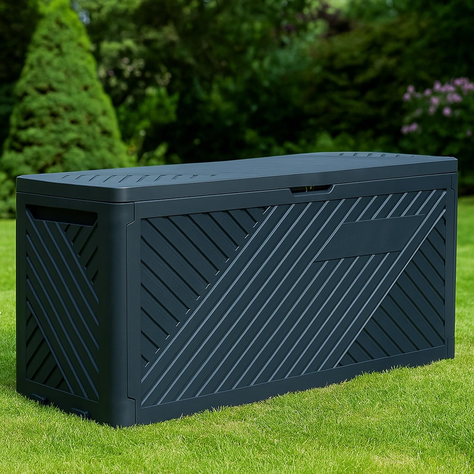 Gr8 Garden 280L Plastic Storage Box Chest Dark Grey