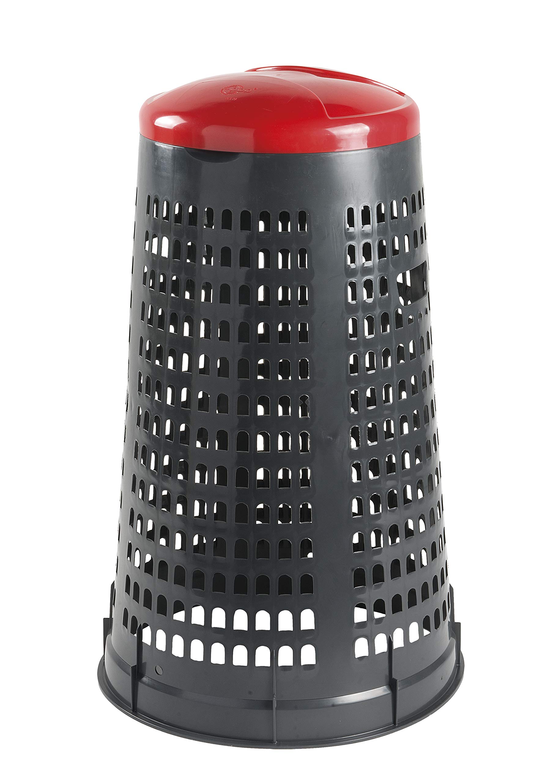 Mobil Plastic – Portasacco Trespolo 110 Litri per Raccolta Differenziata – Bidone Rifiuti con Coperchio – Plastica Resistente – Grigio con coperchio Rosso