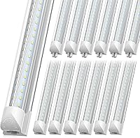 SHOPLED 8FT 100W LED Shop Light 15000LM 6500K Daylight | 12-Pack Linkable V-Shape Plug & Play T8 for Garage Warehouse Basement ETL