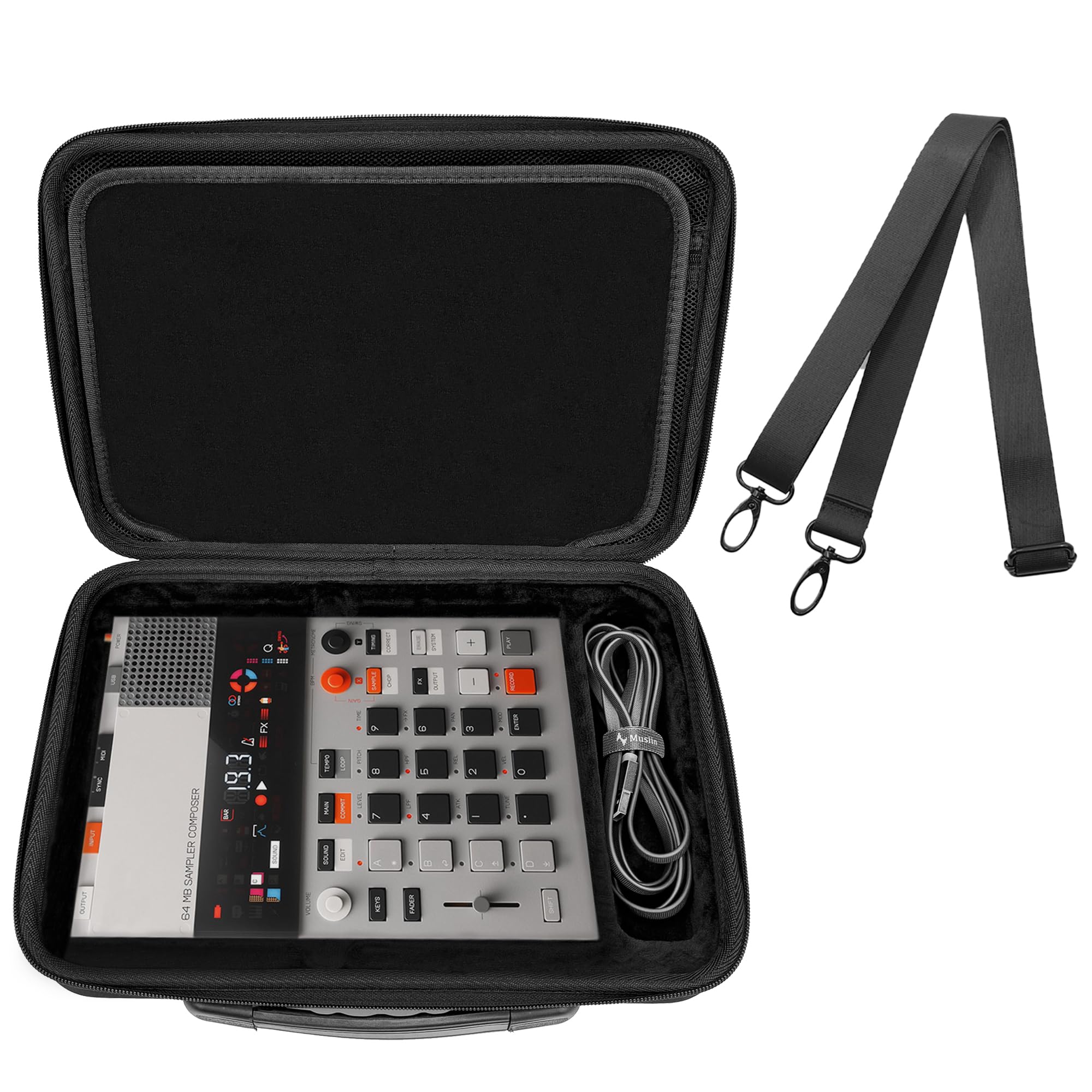 Musiin Audio-Sampler-Tasche, kompatibel mit Teenage Engineering EP-133 K.O. II/EP-1320 Medieval Sampler, mit Kabelfach und Netztasche oben, tragbare Tasche für Musikausrüstung