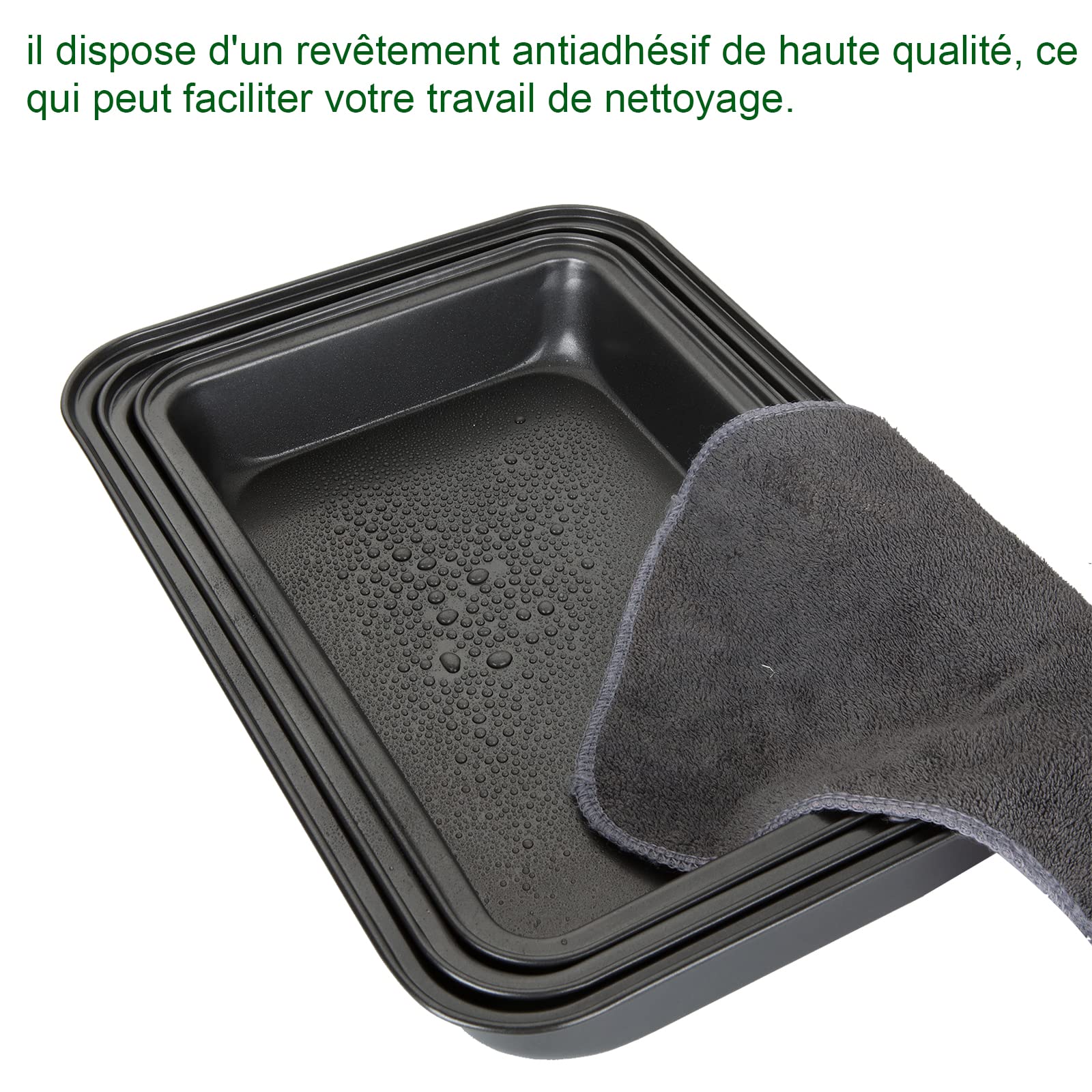 GOYADA Set De 4 Plaques De Four Antiadhésives - Grand, Moyen, Petit + Moule à Tortilla - Acier Au Carbone Résistant