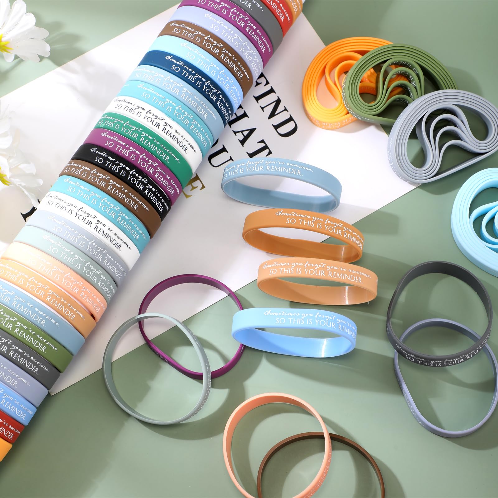 20pcs Bracelets En Silicone Inspirants - Bracelets Avec