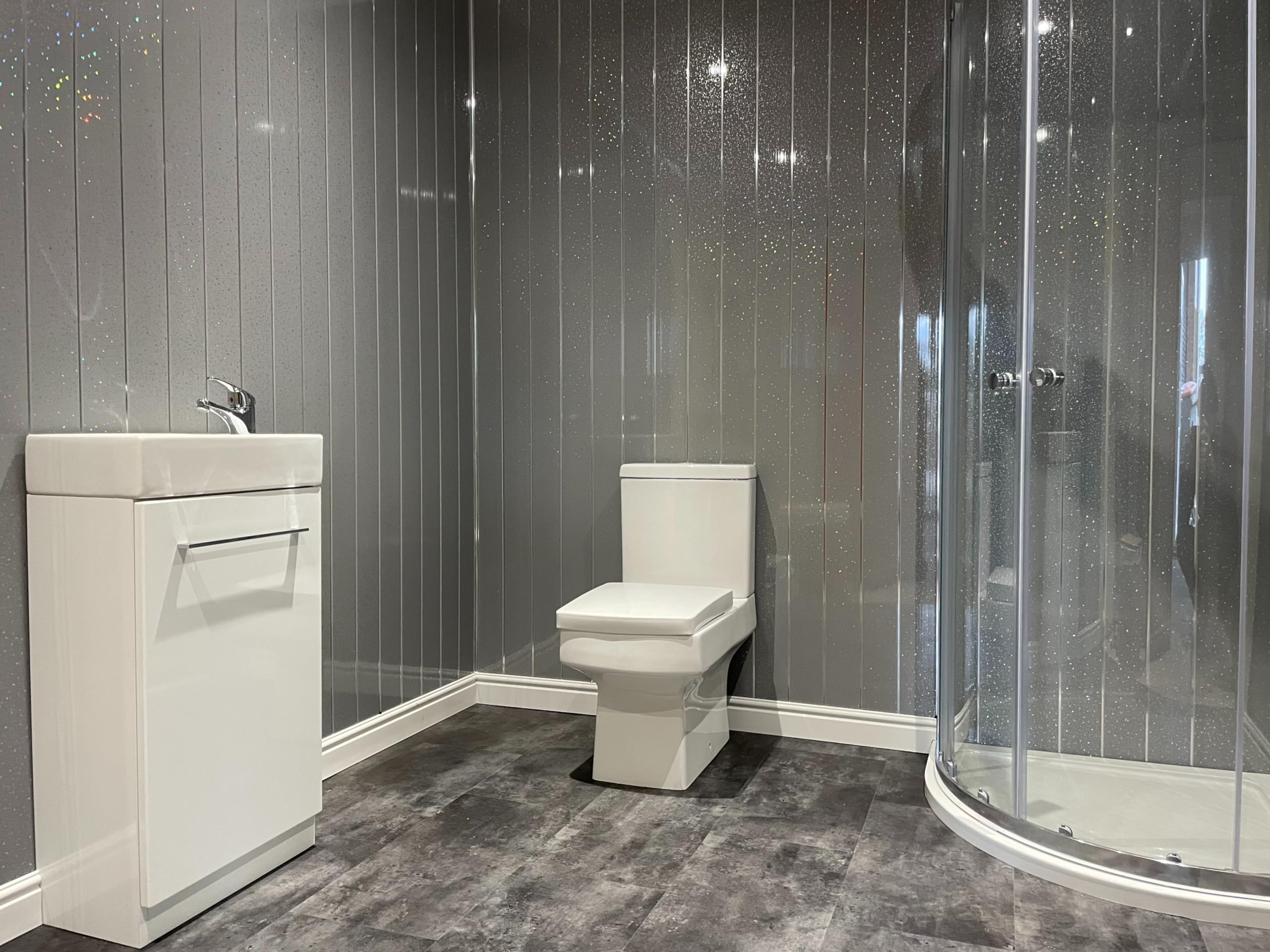 Dbs Grey Sparkle Chrome Bathroom Pvc Cladding Ceiling Shower Wet Wall (6 Pack)