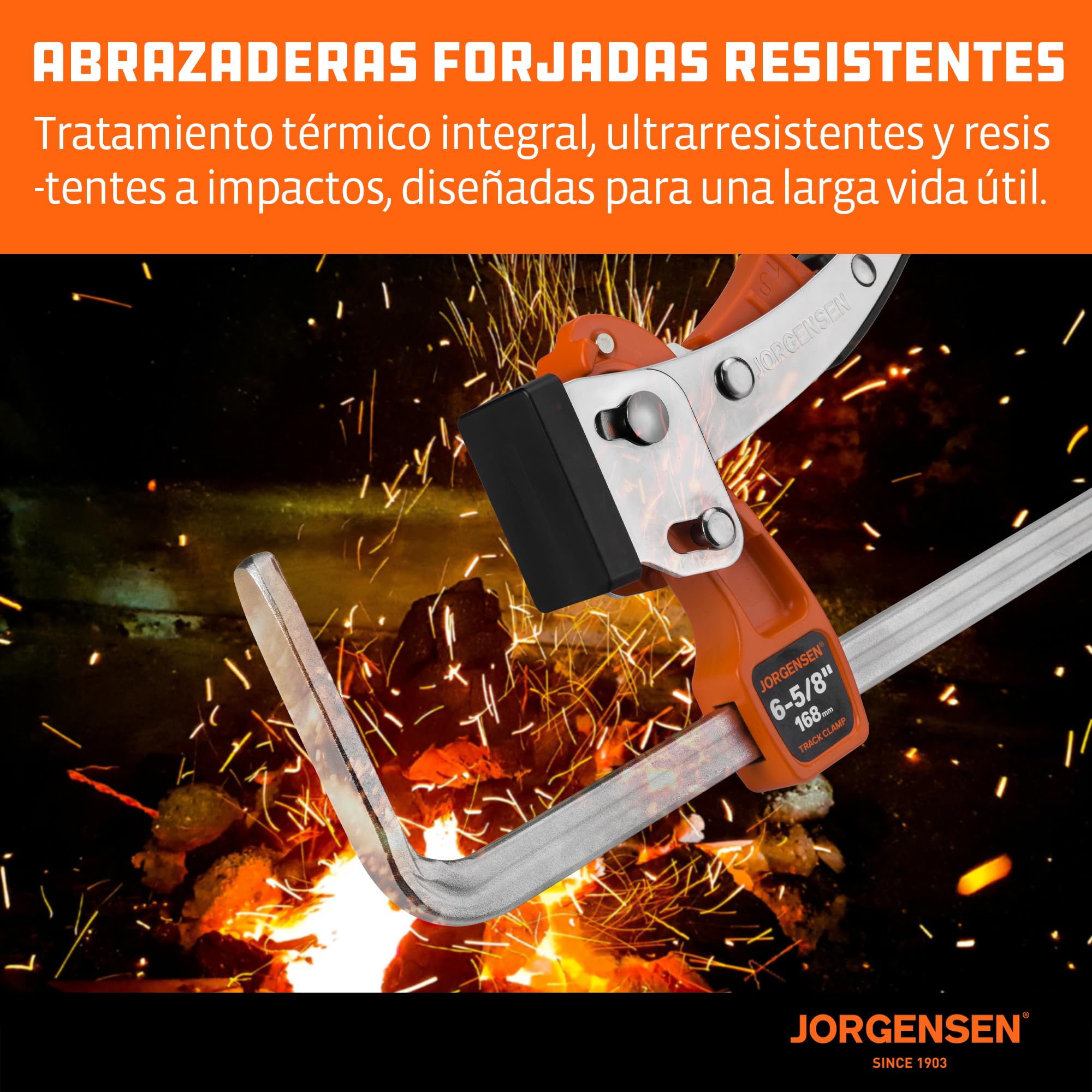 JORGENSEN Juego de 2 Abrazaderas de Trinquete para Guías de Sierra, con Mecanismo de Bloqueo, Fuerza Máxima 182 kg, Apertura 168 mm, para Carpintería y Tareas de Bricolaje