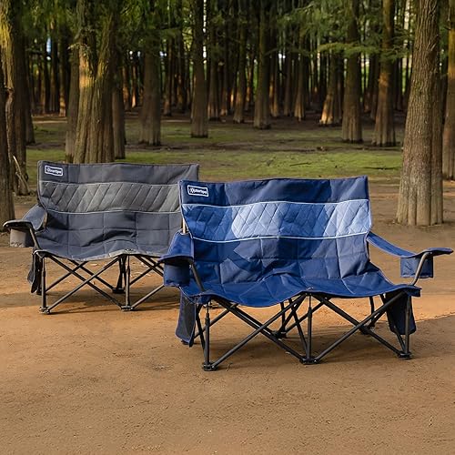 Miniatura 3 de Sofá de campamento de gran tamaño para adultos, resistente, totalmente acolchado, doble silla de campamento para exteriores, sofá biplaza doble,