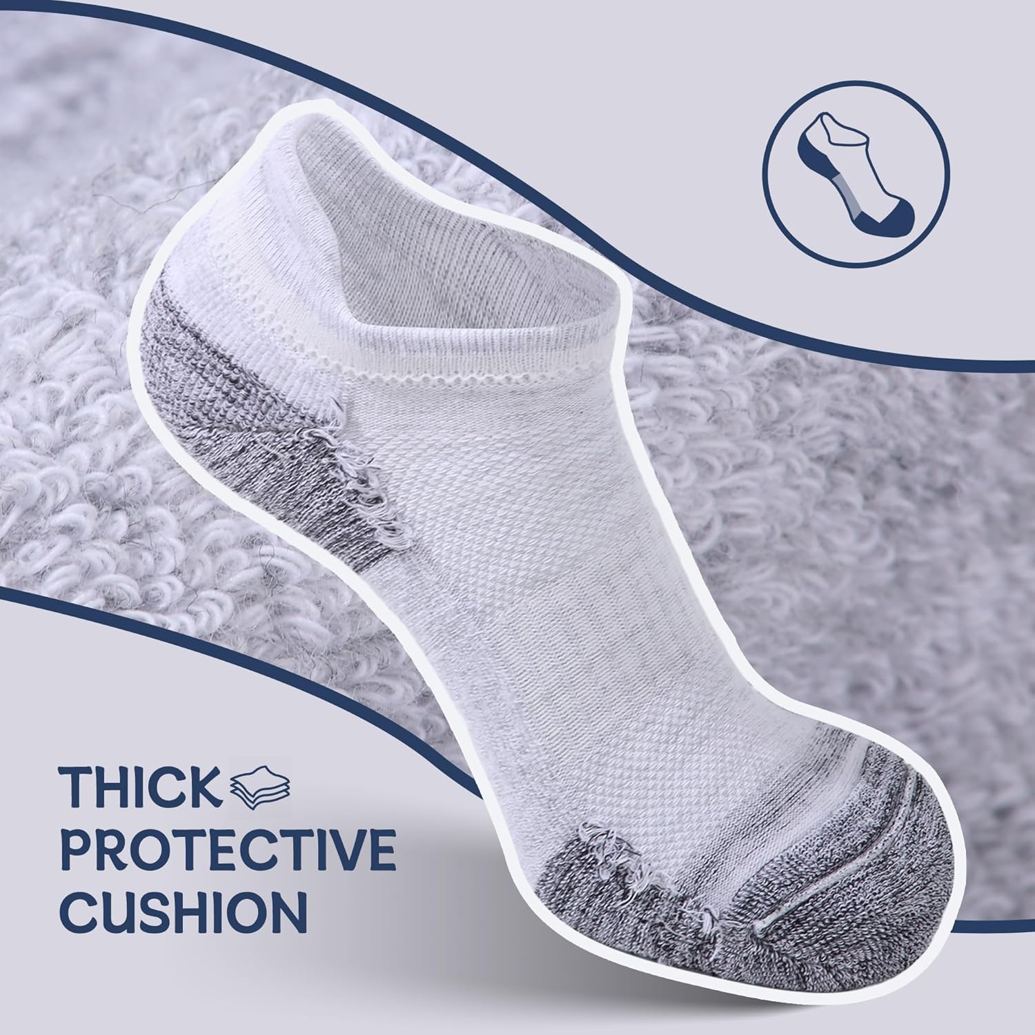 Mens Socks Ankle Running Athletic Low Cut Cushioned Moisture Wicking Short Socks for Men 5 Pairs - Image 6