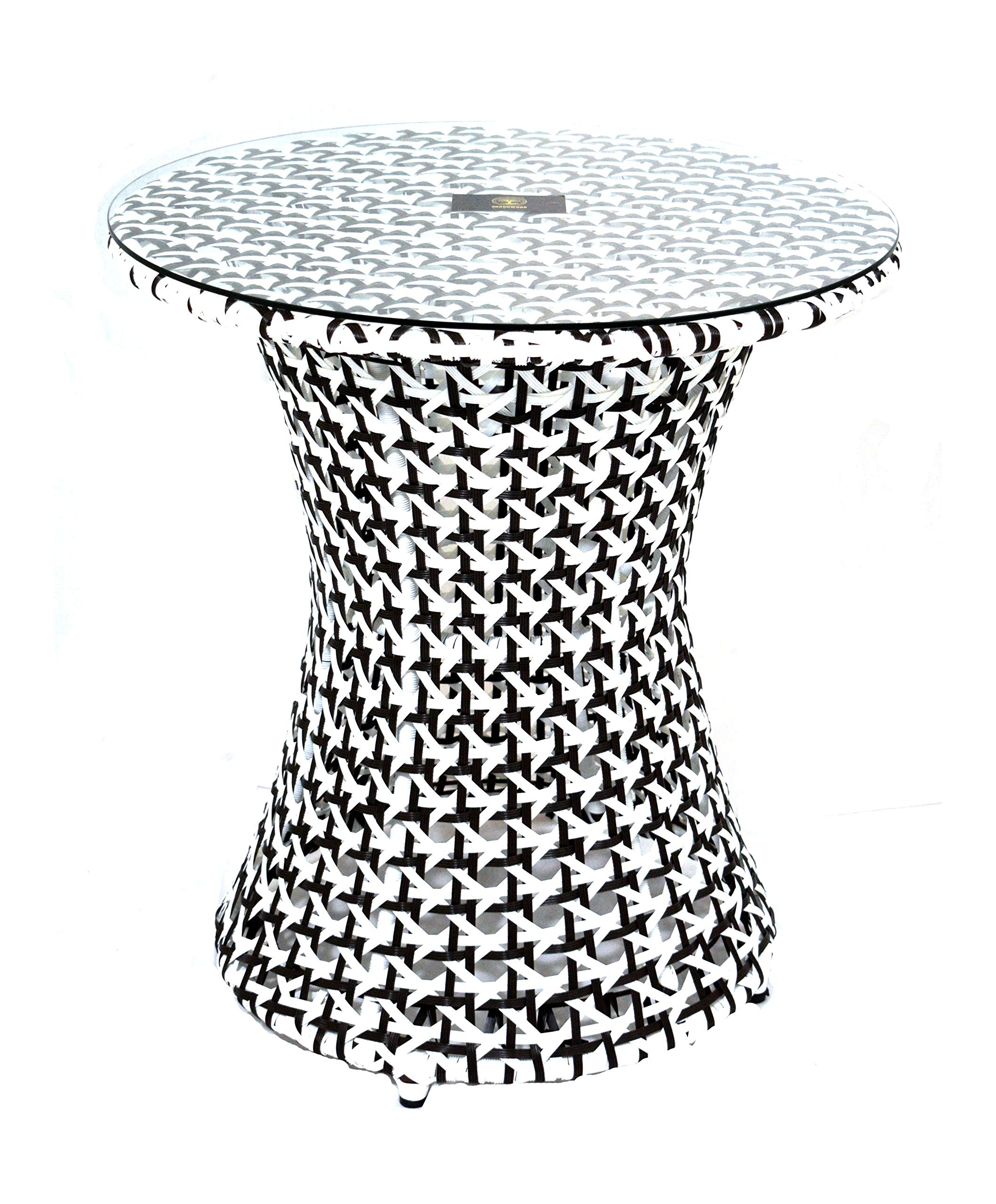 Brookwood - Outdoor Furniture Patio Set - BIRDNEST - White Brown (1 Table Without Glass, White & Brown)