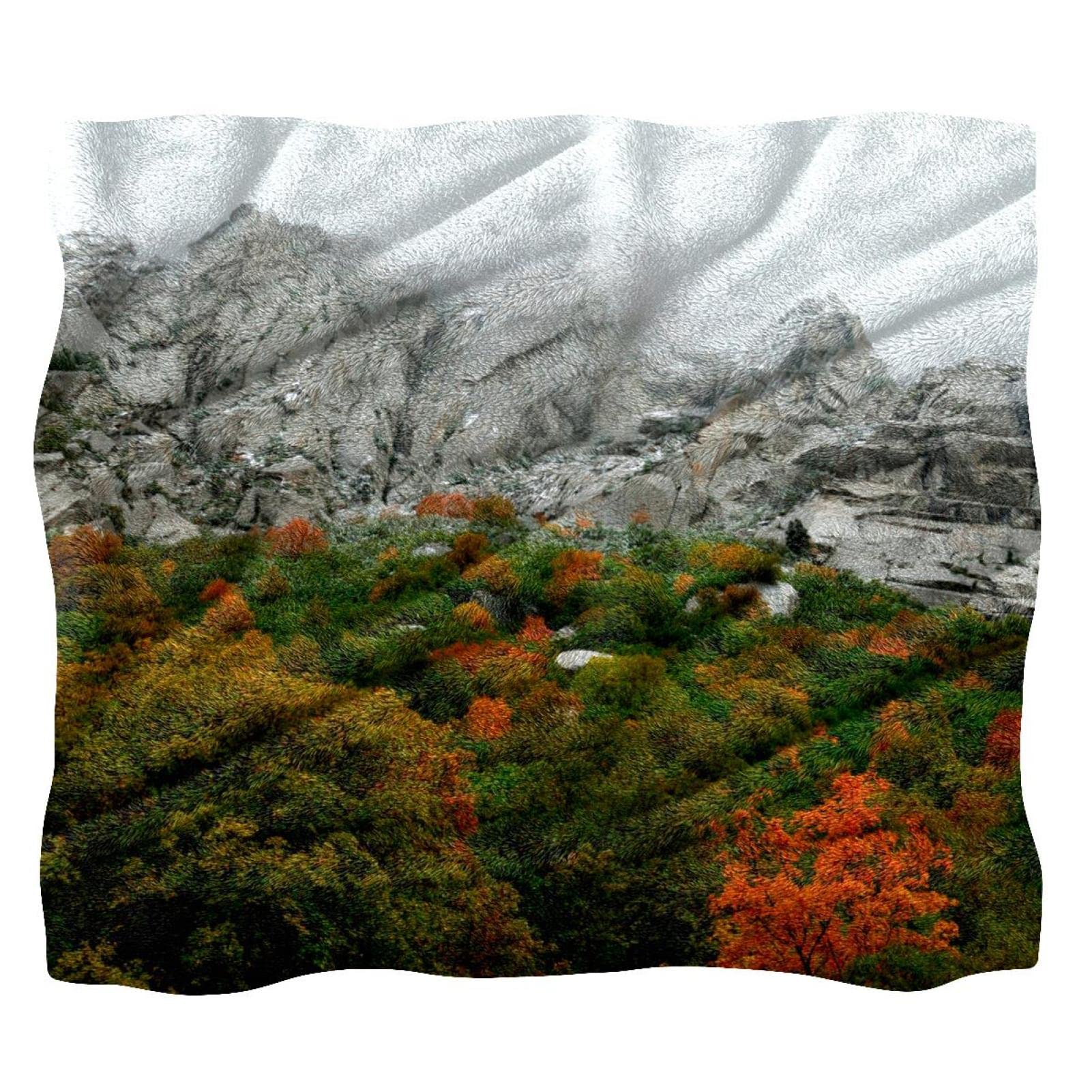 Couverture de lit moelleuse et confortable style forêt et montagne pour enfant