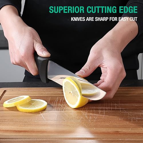 Miniatura 6 de Mossy Oak Juego de cuchillos de cocina, 6 cuchillos de chef con bolsa de rollo, cuchillo afilado de acero inoxidable para cortar carne, frutas y