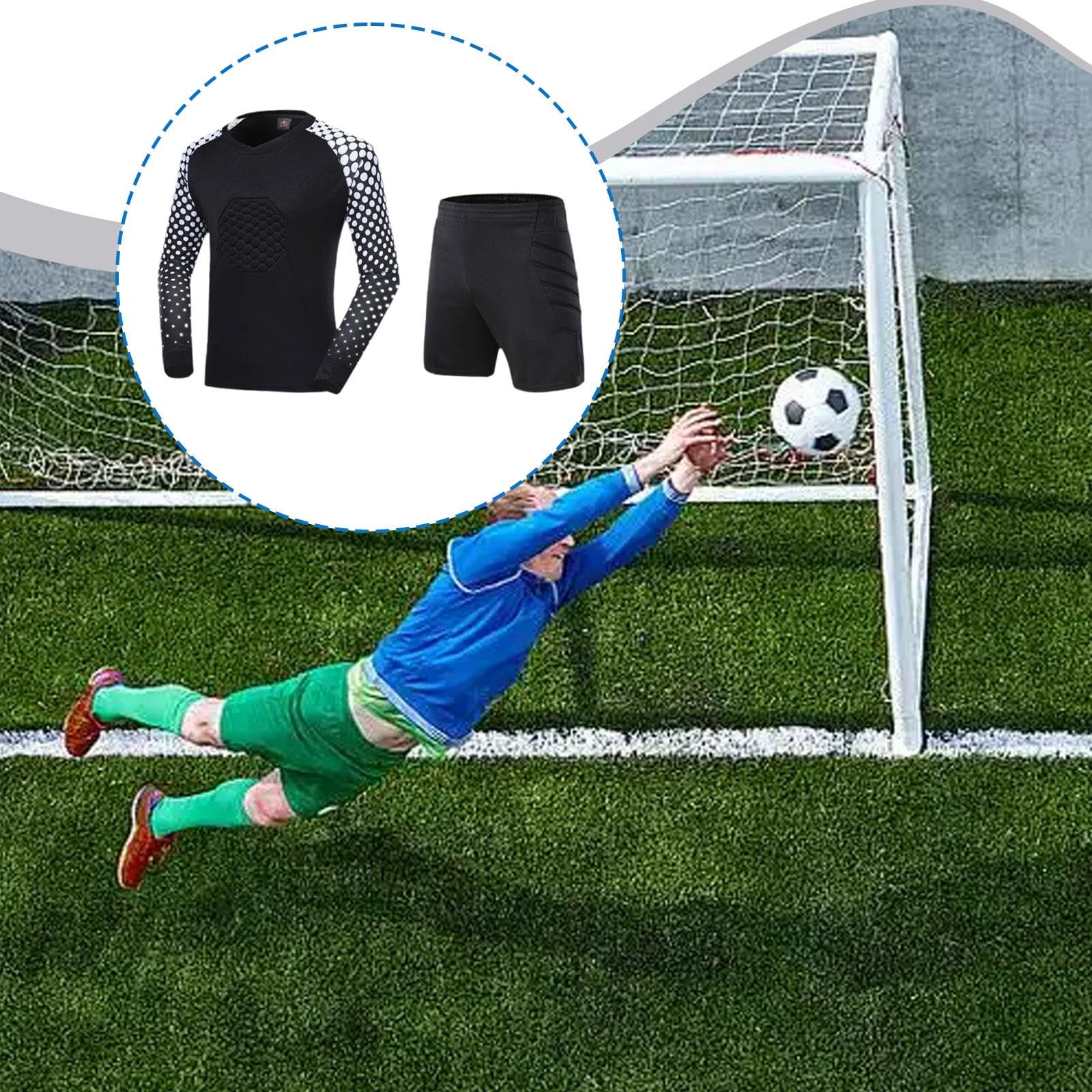 Kit de portero, equipo de entrenamiento, manga larga, poliéster, portero de fútbol para niños y adultos