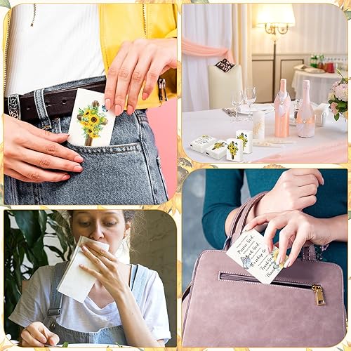 Miniatura 5 de Outus Paquete de 100 pañuelos de bolsillo cristianos a granel, paquetes de pañuelos individuales mini faciales de 3 capas para funeral, boda,