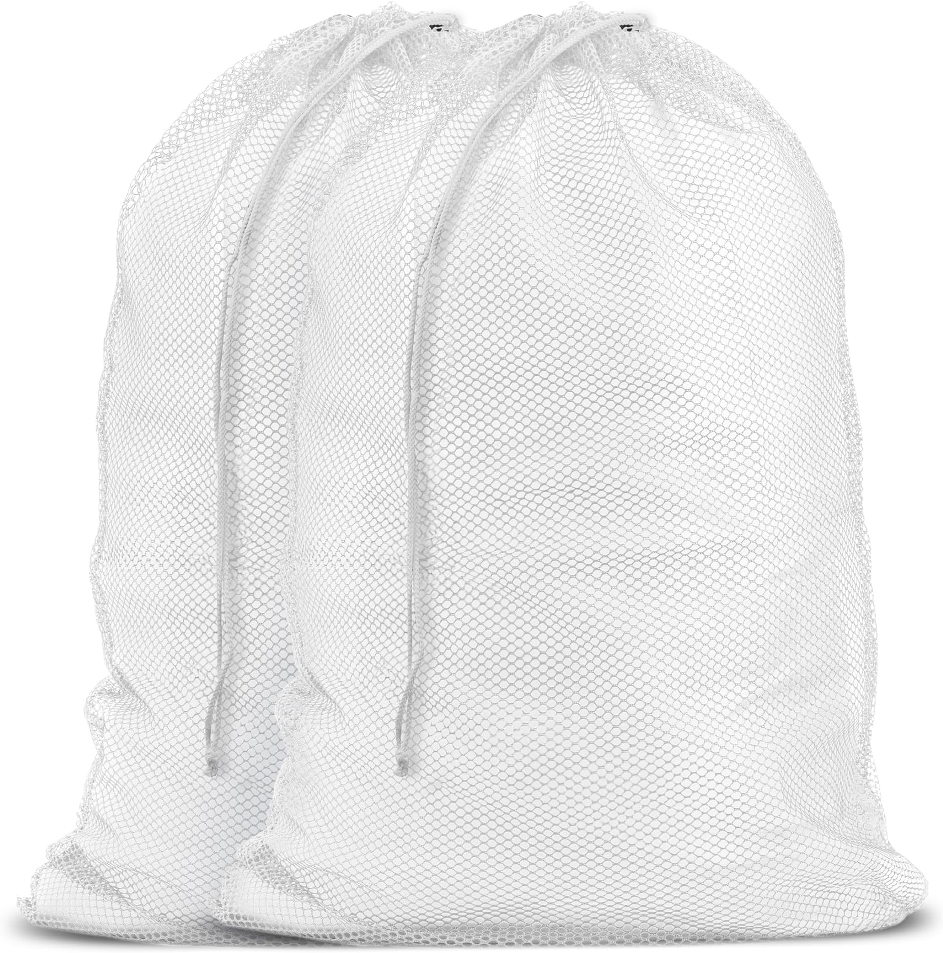10 Pieces Mesh Bags Drawstring Laundry Bags Large Nylon