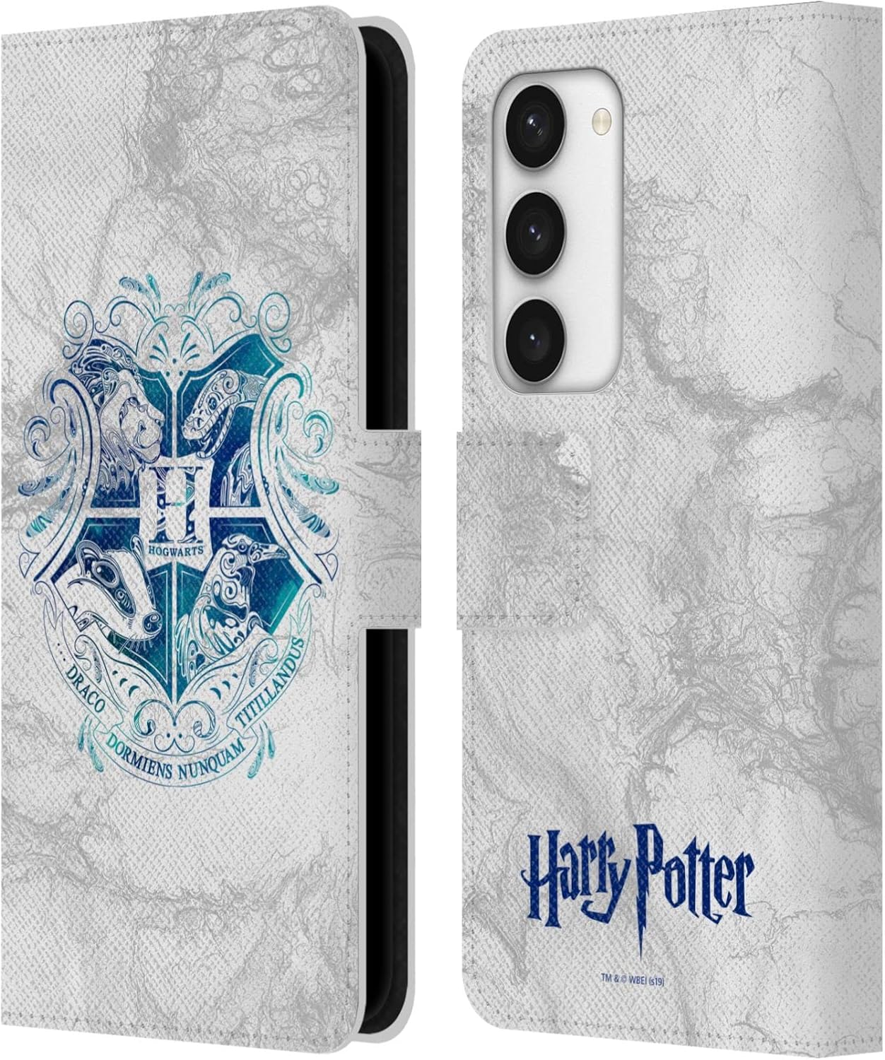 Head Case Designs Officially Licensed Harry Potter Hogwarts Aguamenti Deathly Hallows IX Leather Wallet Case Compatible with Samsung Galaxy S23 5G