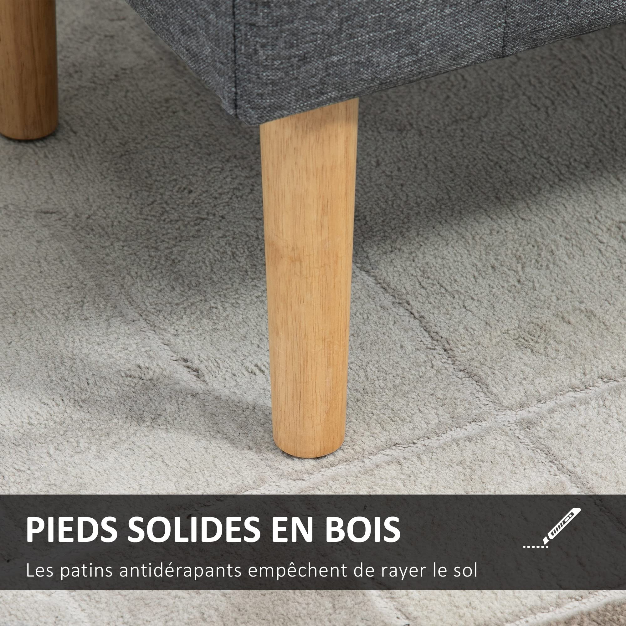 HOMCOM Banc Coffre Rangement Capitonné 130 Kg 116x44x58 cm Gris Foncé