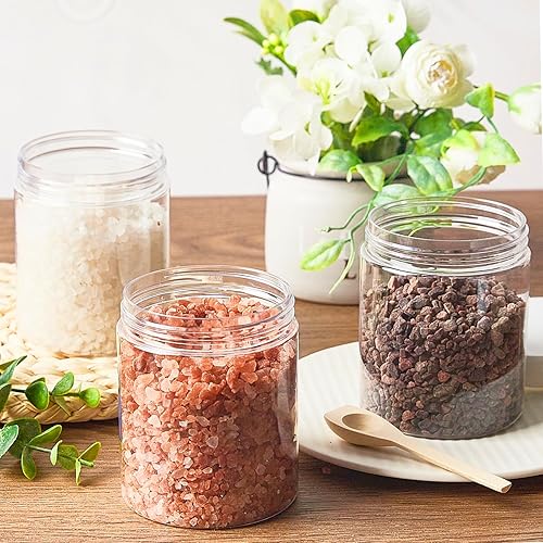Miniatura 5 de TUZAZO - Paquete de 36 tarros de plástico de 8 onzas con tapas y etiquetas sin BPA, recipientes vacíos redondos transparentes para cosméticos,