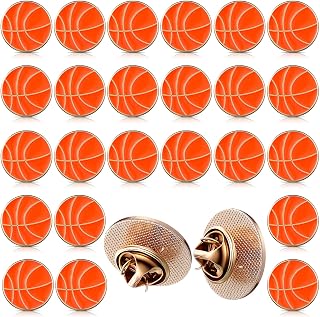 Yinkin 24 Pcs Sports Lapel Pin Ball Lover Pin Gift Round Metal Pin Hat Shirt Tie Brooches Charm Decoration