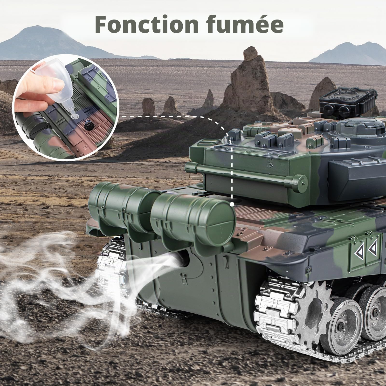 Supdex Tank Telecommande RUS T-90, Char Télécommandé 1/18, Maquette 2,4GHz Modèle de Combat, RC Char pour Adultes et Enfants, Modèle de Combat avec Tir et Son Réaliste