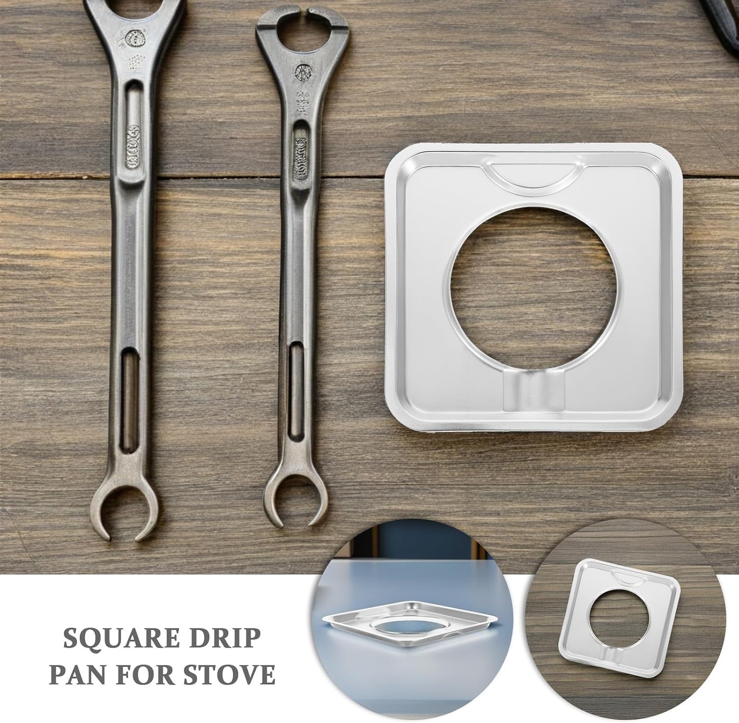 Holibanna 3Pcs Stainless Steel Drip Pan for Gas Stove | Reusable Silver Drip Tray | 7.7x7.7" Square Burner Cover | Easy-to-Clean Kitchen Range Pans | Preventing Stain/Spill/Grease