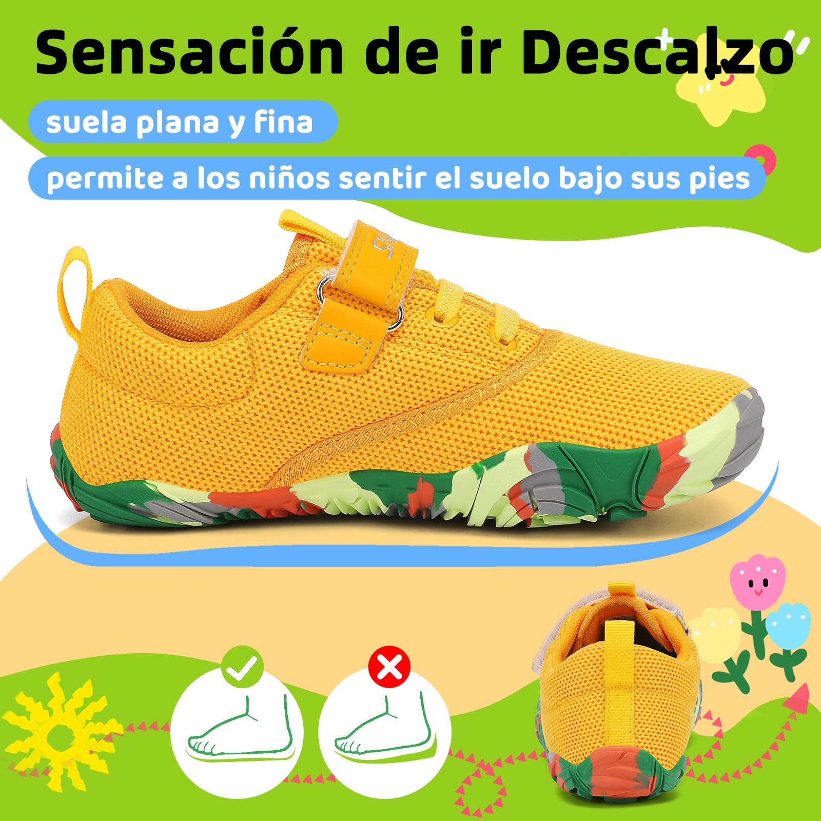 SAGUARO Zapatillas Barefoot Niños Antideslizantes y Ligeras Calzado Descalzos, Talla 24-36