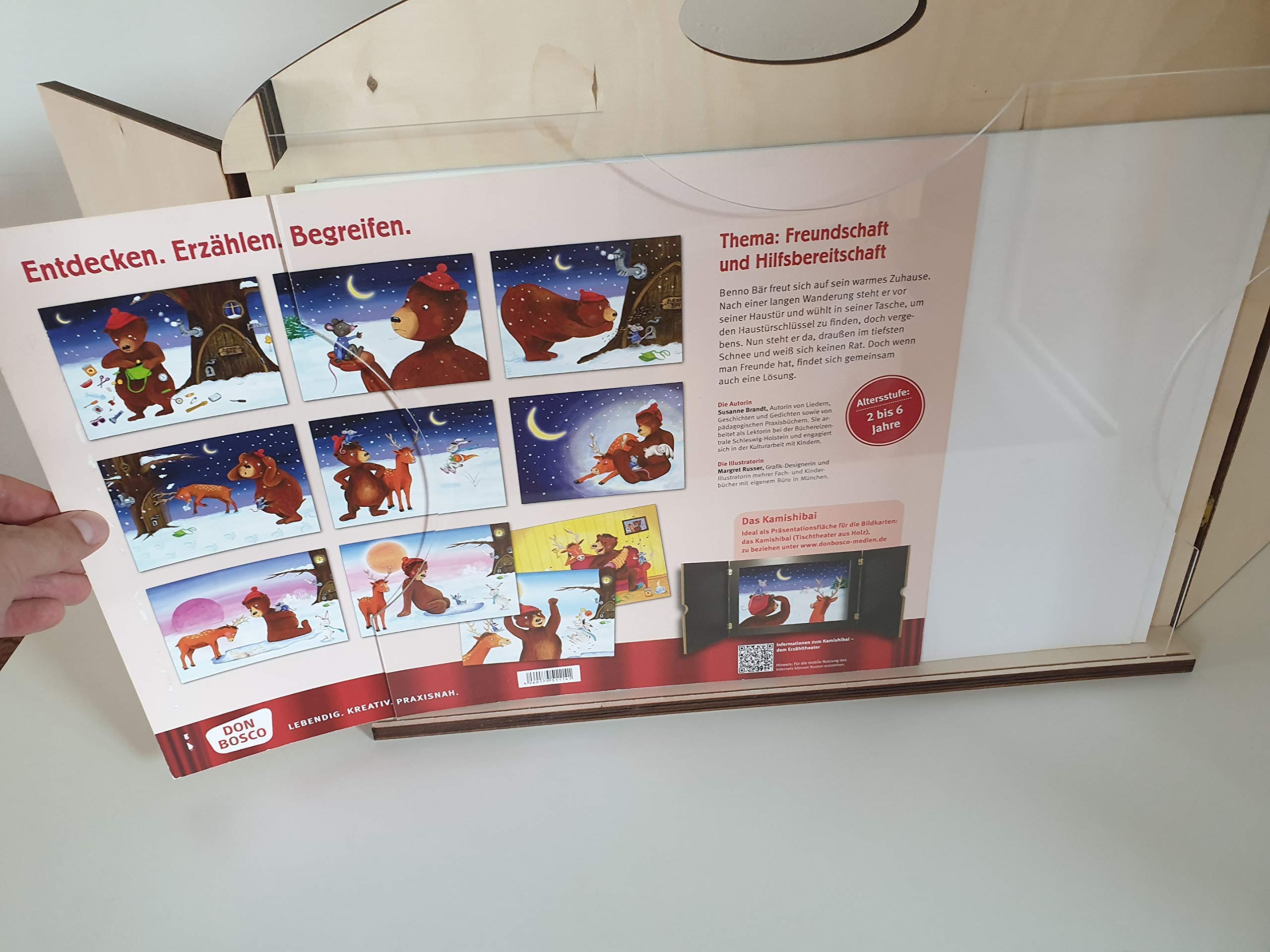 Erzähltheater Kamishibai deluxe - aus Holz für DIN A3 Bildgeschichten mit abnehmbarer transparenter Rückwand (Natur, Natur, Natur)