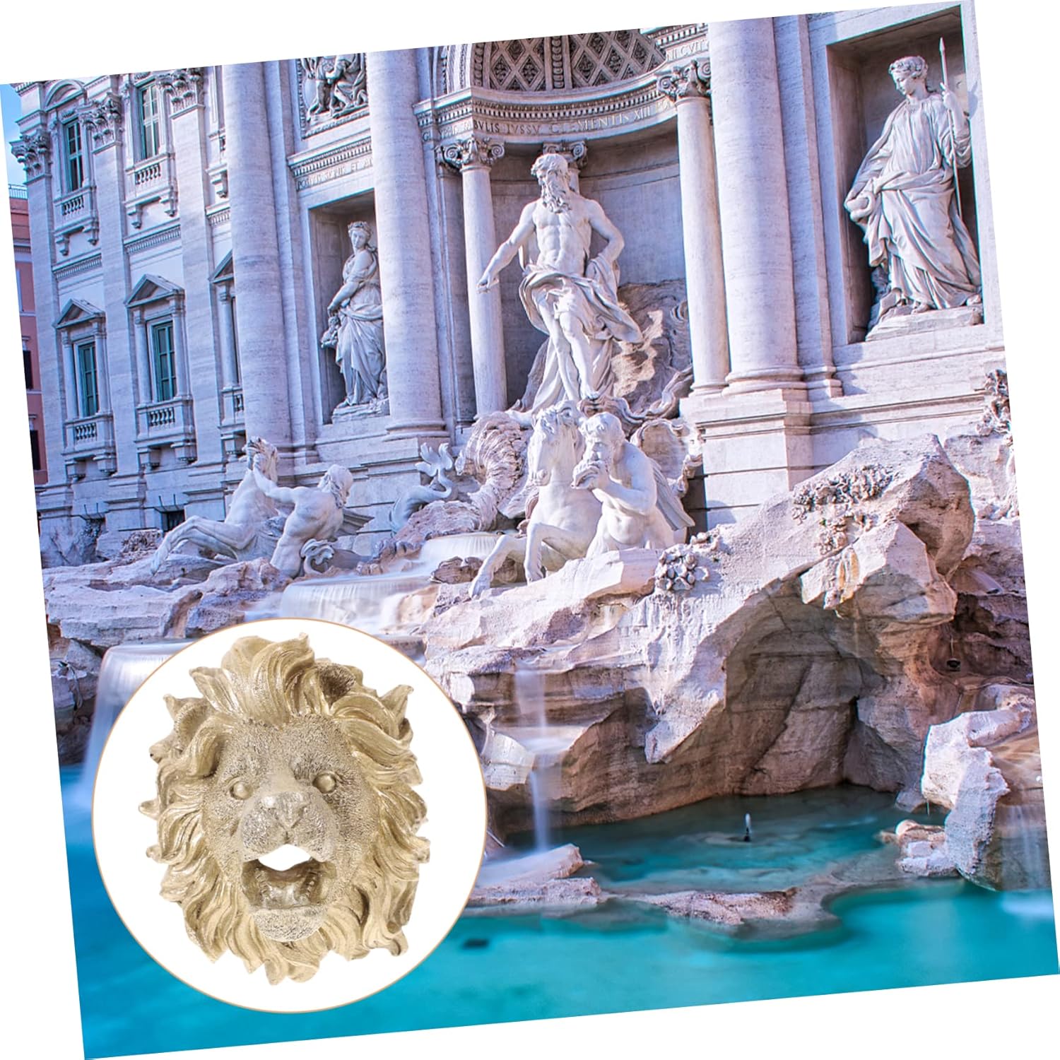 TOYANDONA Wall-Hanging Fountain Nozzle Lion Head Design Waterfall Outdoor Decor for Garden