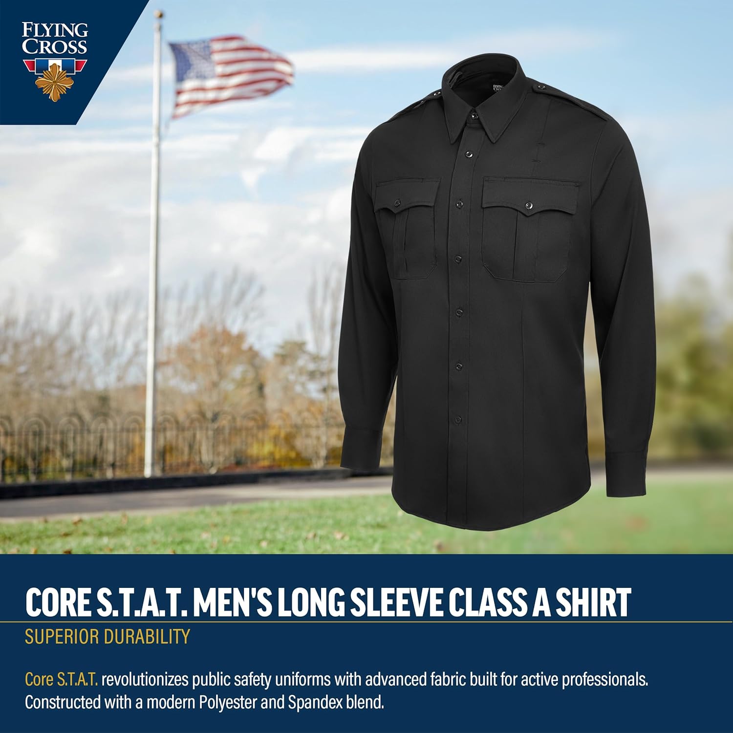 Flying Cross Core Flex Class A Men’s Long Sleeve Shirt - Freedom Collar, Hidden MAP Pocket, and Mesh Panels for Breathability - Image 5