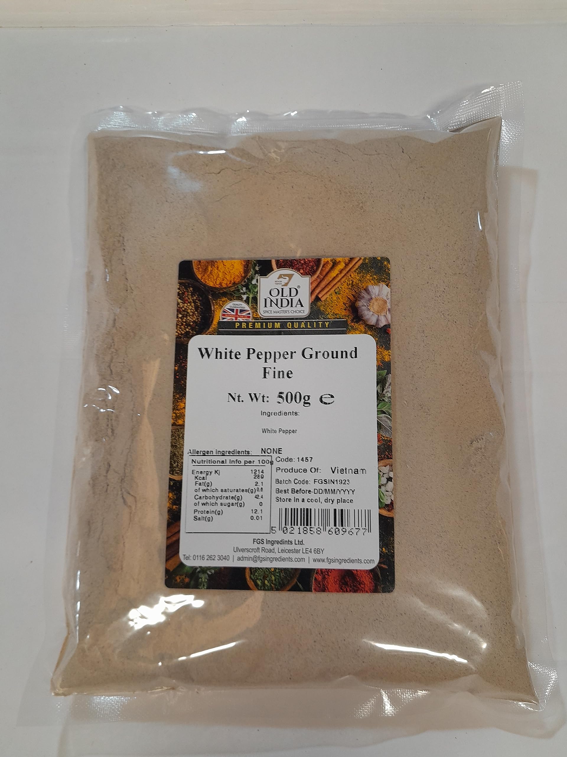 Old India White Pepper Ground Fine 500g