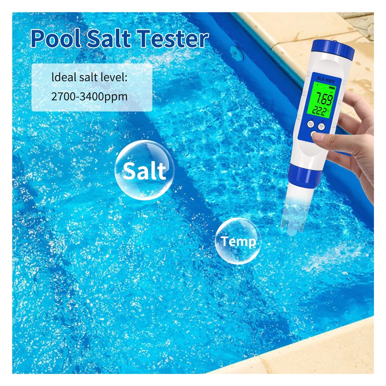5 in 1 Salinità EC TDS Temp PH Meter Qualità dell'acqua PH Tester Controllo APP for acquario Piscina Fish Tank