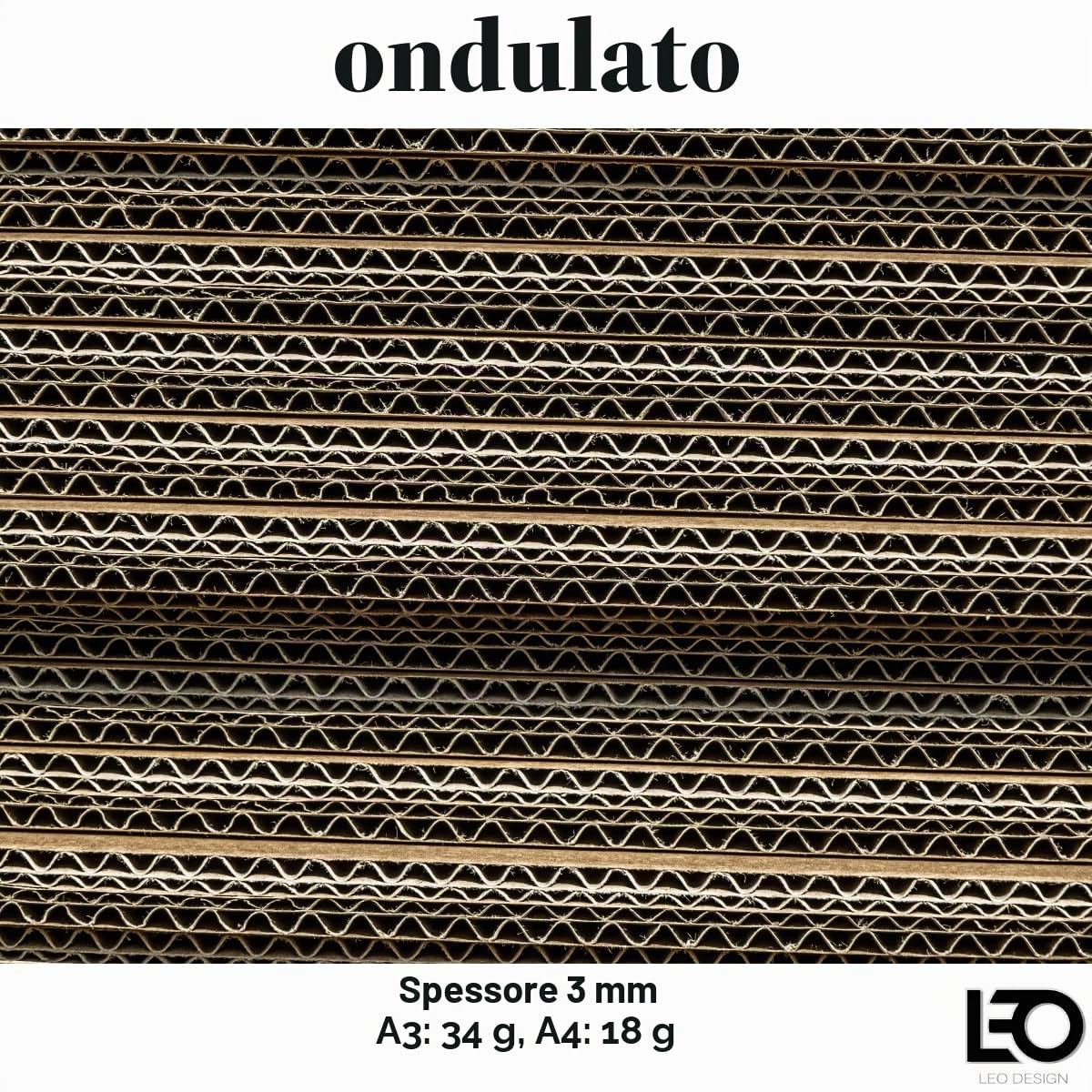 Leo Design Fogli di cartone A3, confezione da 52 divisori ondulati, spessore 3 mm, 297 x 420 mm, inserti protettivi per spedizioni e artigianato, marrone (52)