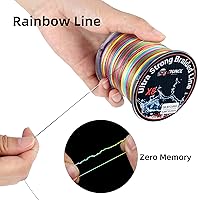 Vista 3 de RUNCL Línea de pesca trenzada de 8 hebras, línea trenzada de colores de alta visibilidad, súper fuerte, resistente a la abrasión, no se estira, 328