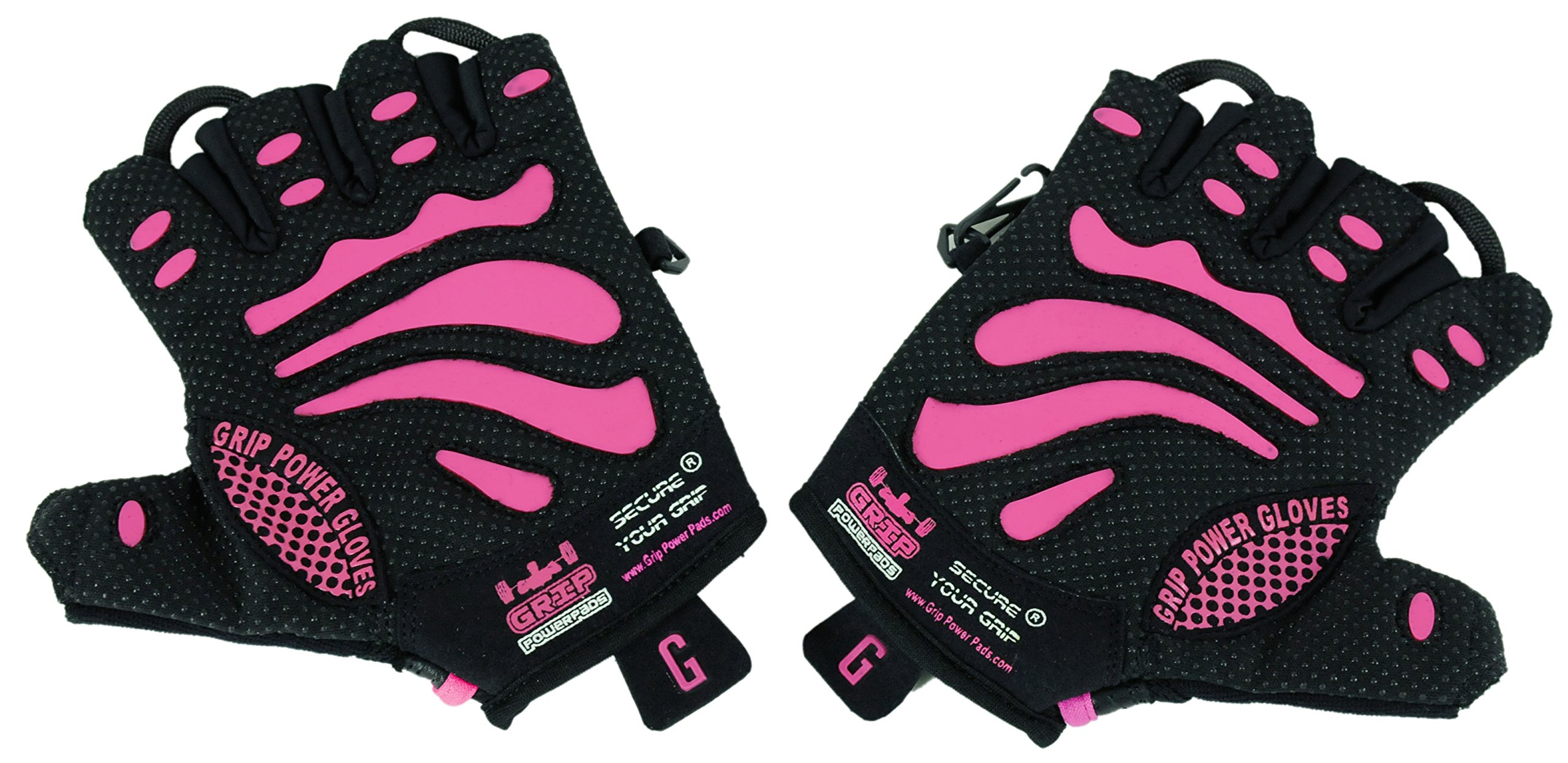 Guanti palestra, per sollevamento pesi da donna Mimi, proteggono le mani e migliorano la presa, colore rosa e nero, facili da mettere e togliere, misura regolabile, Pink