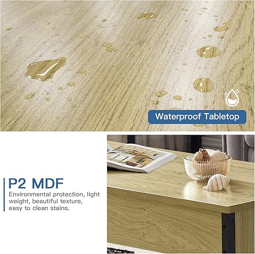 Miniatura 8 de Vibe & Dine Mesa de centro elevable con compartimento oculto y estante de almacenamiento, mesa central de madera para sala de estar, oficina, sala