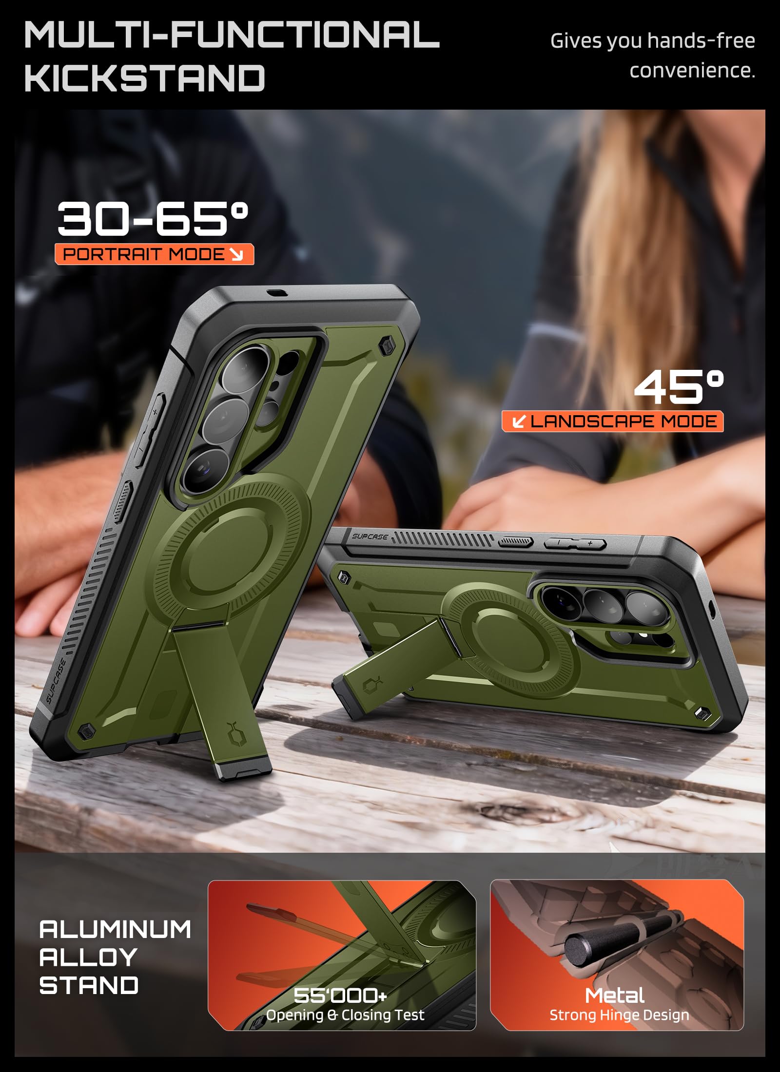 SUPCASE Etui do Samsung Galaxy S26 Ultra z wbudowaną podstawką, zielone