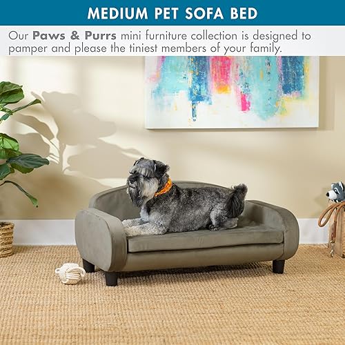 Miniatura 7 de Paws & Purrs Sofá moderno para mascotas de 35.5 pulgadas de ancho para perros o gatos medianos con funda de colchón extraíble y lavable