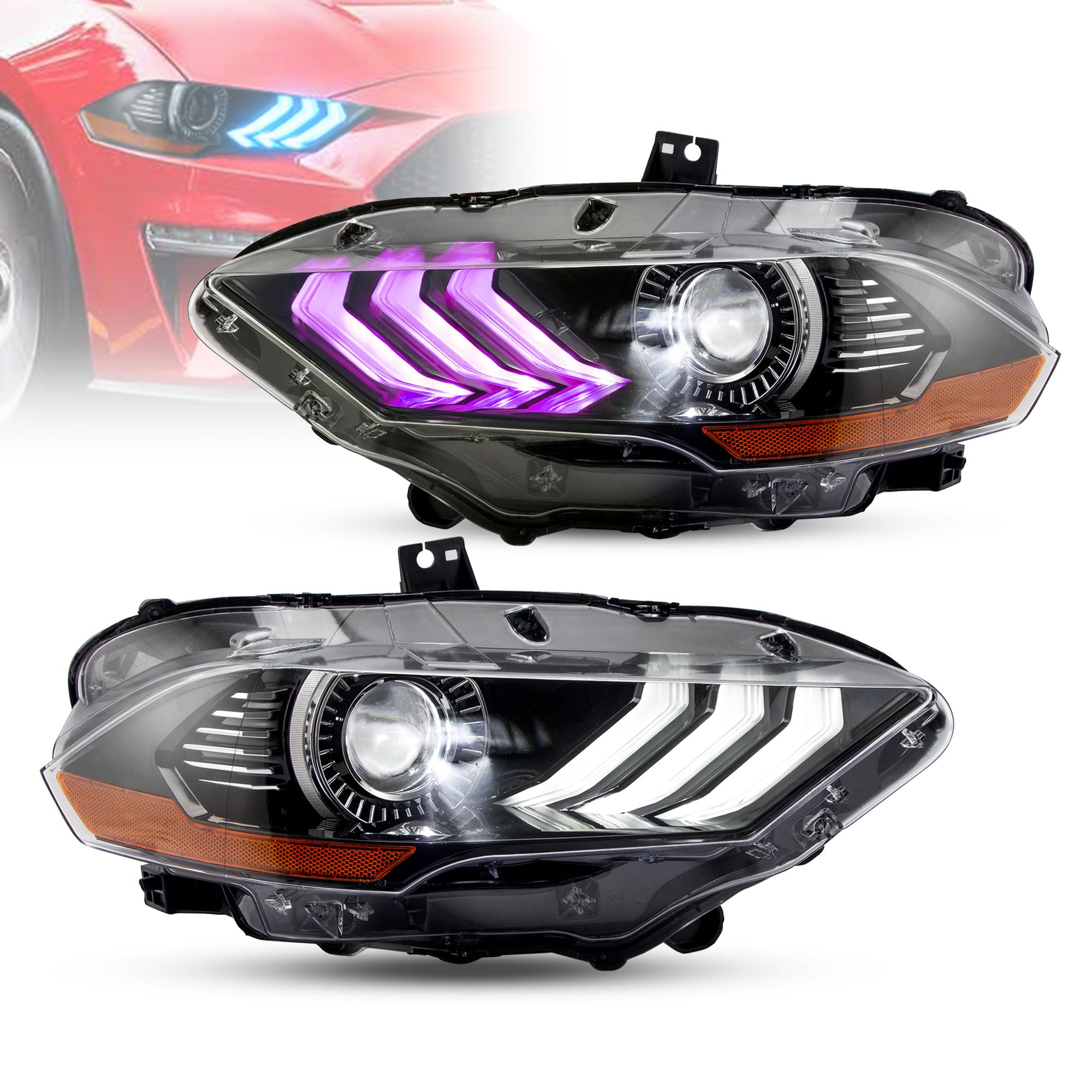 Amazon | VLAND フォード マスタング 6代目 ヘッドライト RGB 流れる