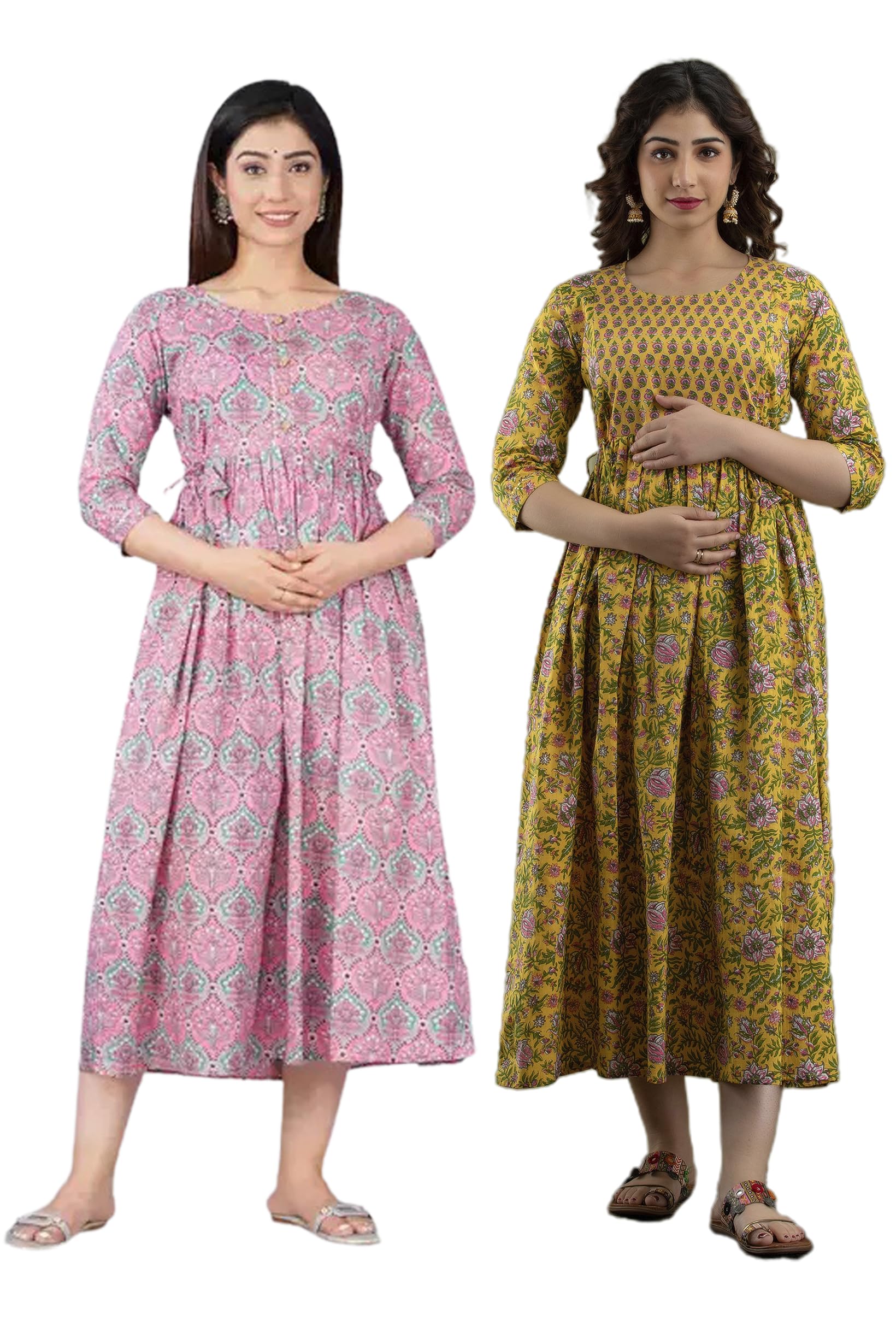 Women's Cotton Printed Anarkali Maternity Feeding Gown Kurti-image-39