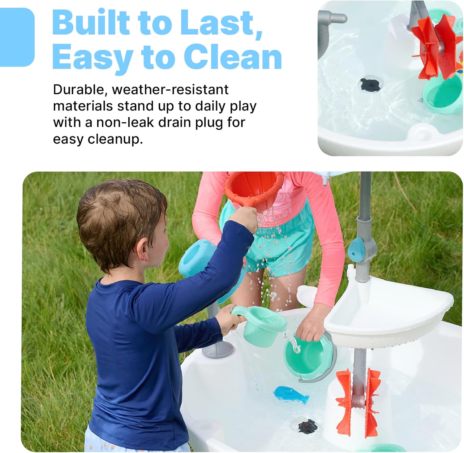 Step2 Sunshine Springs Splash Water Table with CoolBreeze Misting Canopy, Kids Outdoor Water Play Table with Umbrella for Toddlers and Preschoolers, 8 Accessories, Ages 2+, White