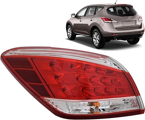 Repuesto para Nissan Murano 2012-2014 Conjunto de luz trasera LED con bombillas, lado izquierdoexterior del lado del conductor, compatible con