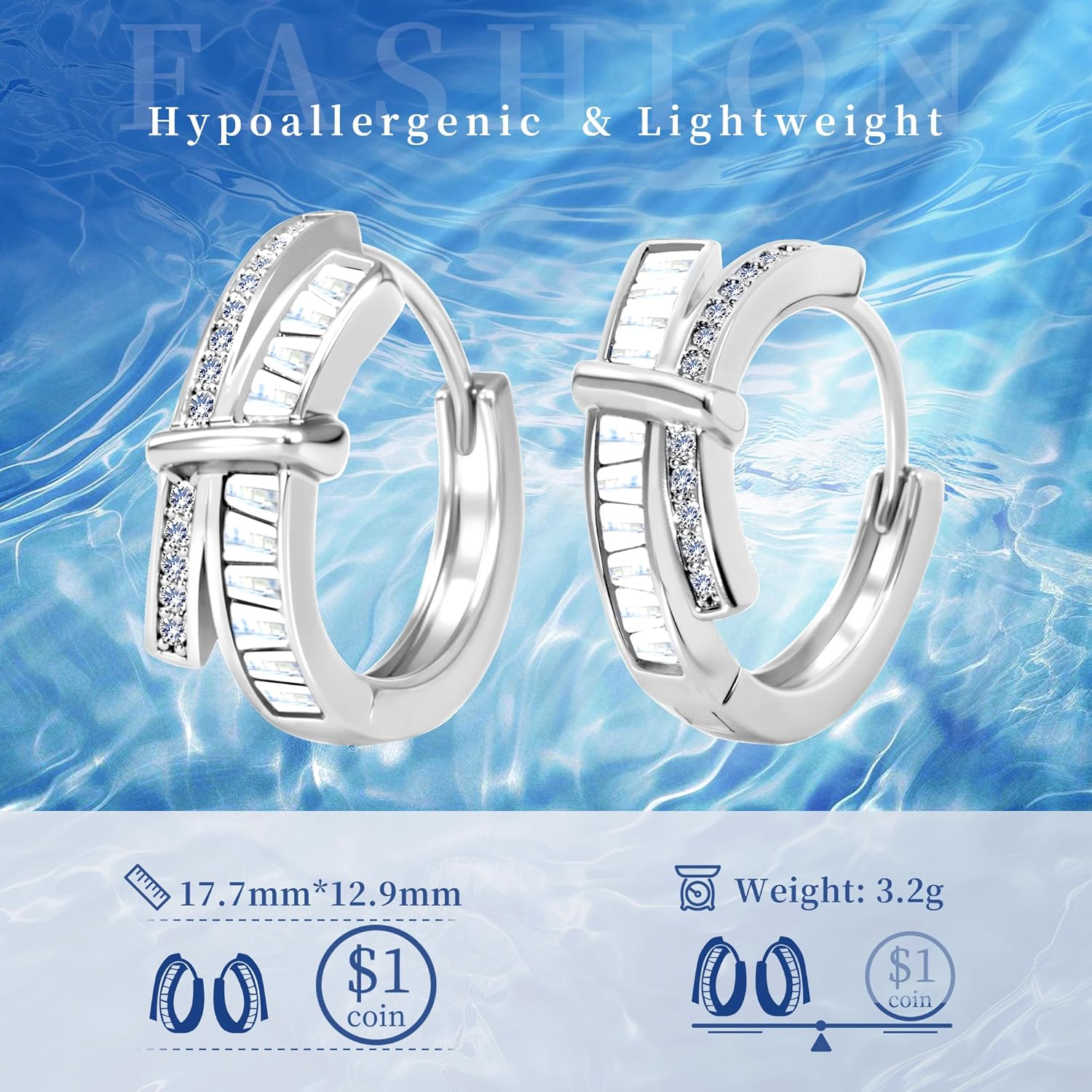 Gold Hoop Earrings for Women, Lightweight Huggie Earrings 14K Gold Plated Hypoallergenic Hoops Earrings, Fashion Cubic Zirconia Hoops Earrings Jewelry Gifts for Womens - Image 4