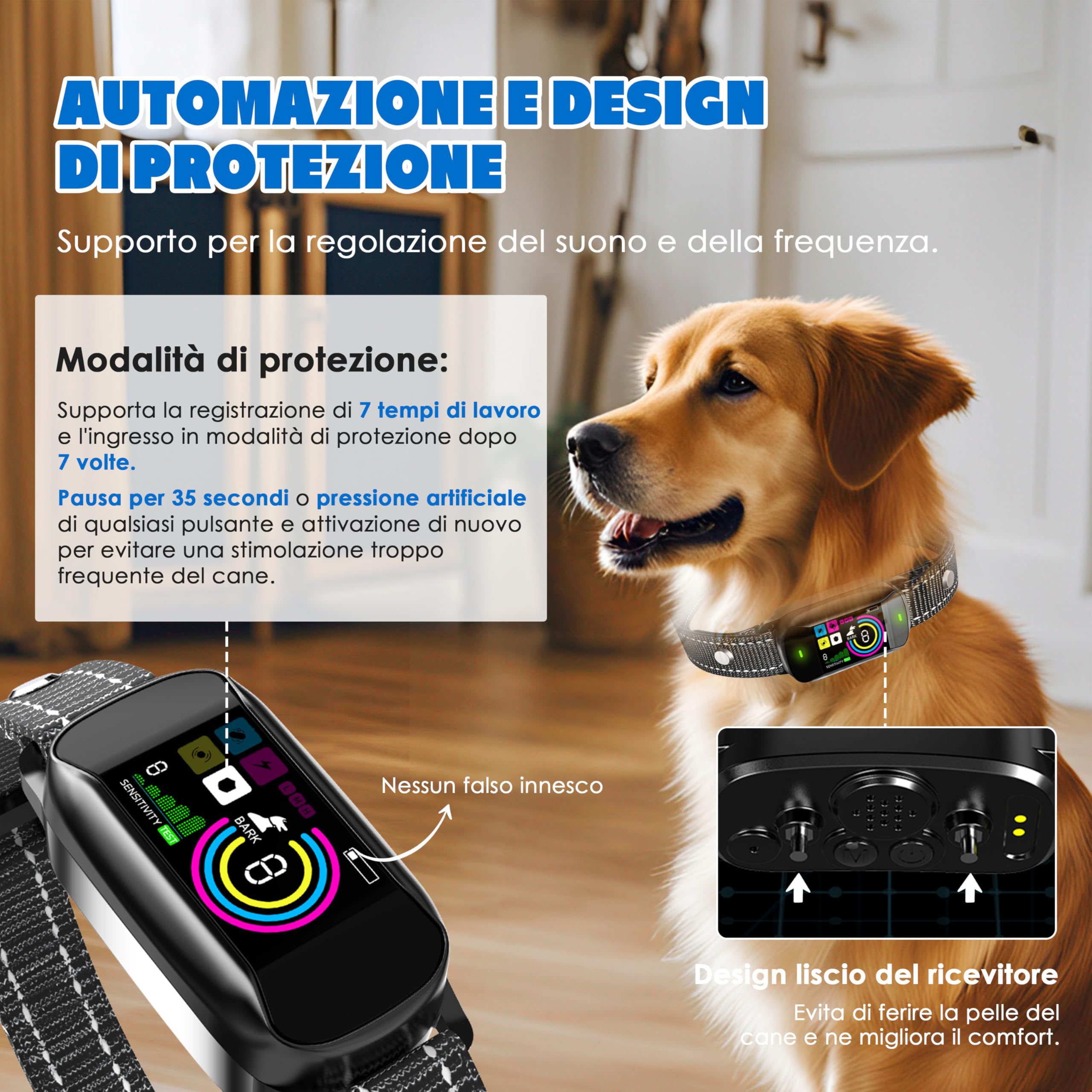 Collare Antiabbaio per Cani - Collare Elettrico Ricaricabile con 3 Modalità: Suono, Vibrazione e Vibrazione Forte - Impermeabile IPX7 - Adatto a Cani di Piccole e Grandi Dimensioni (Nero)