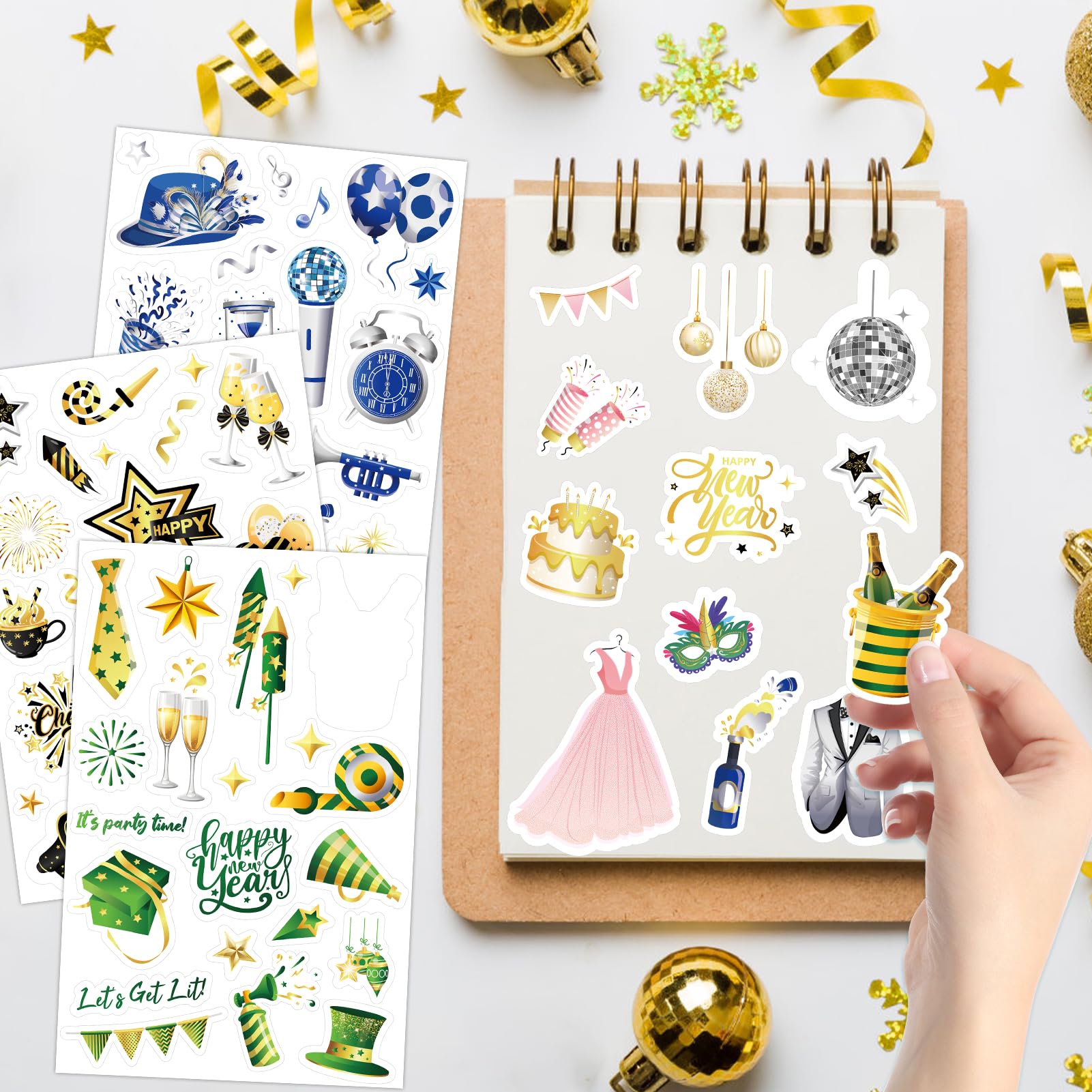 Silvester Sticker Set – Winter, Party, Getränke, Für Journal, Planer & Bullet Journal