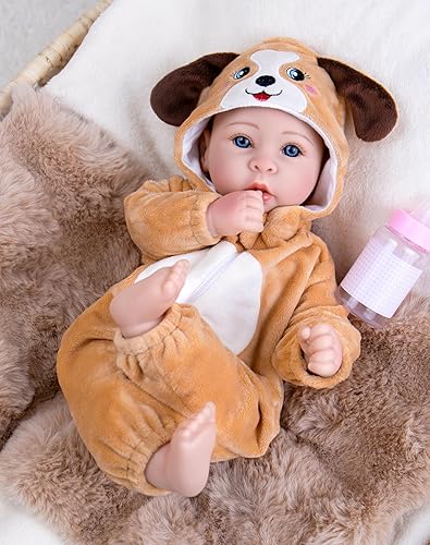 Aori Muñecas de bebé realistas, juego de muñecas realistas de 17 pulgadas con kit de alimentación incluido, muñecas de bebé de la vida real para