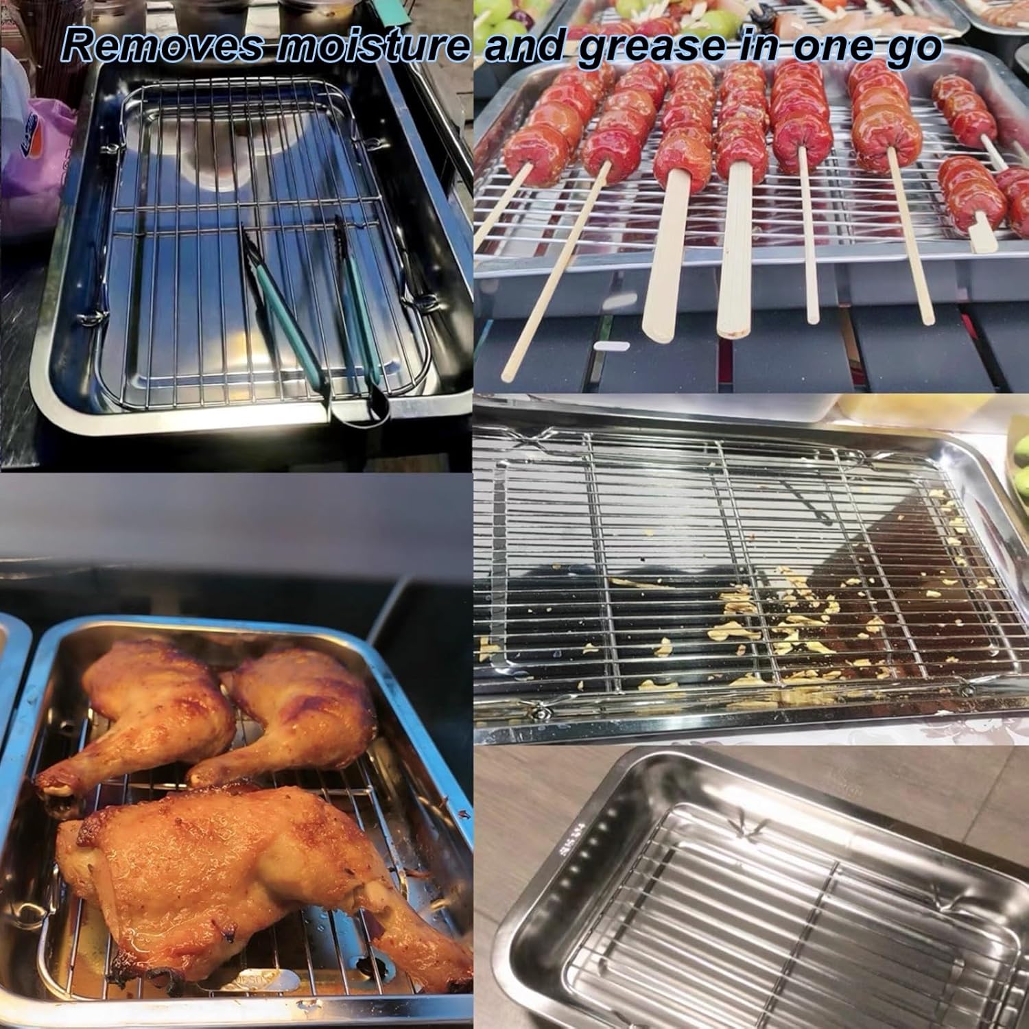 Oil Drip Pan, Metal Drip Pan, Stainless Steel Oil Tray, Under Sink Drip Tray, Grill Pans, Can be Used for Grilling, Baking, Steaming Cakes, and Drying(36x27x4.8cm/14x11x1.9in)