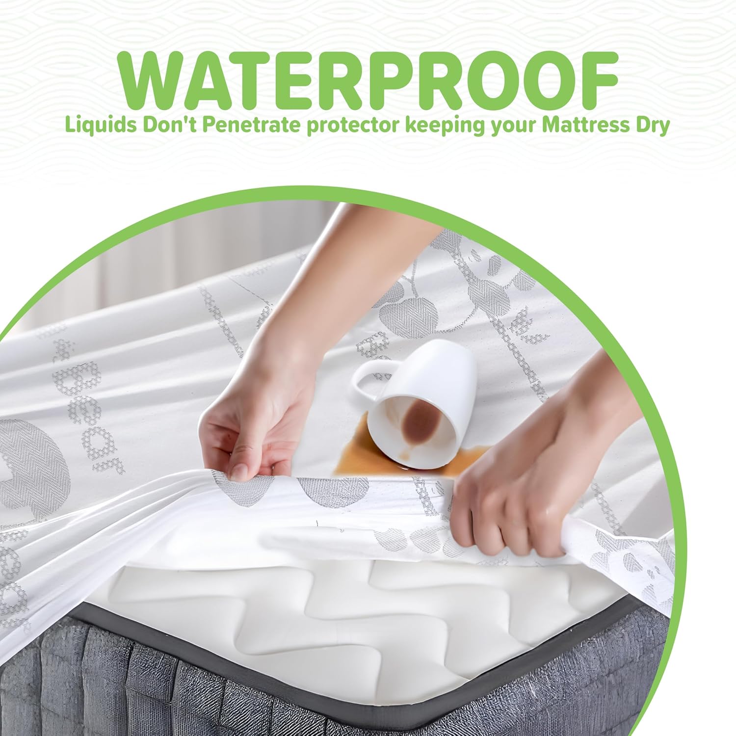 Premium Bamboo Mattress Protector | Twin Size | Waterproof | Extra Soft | Enfused Charcoal for Odor Control | Fits Up to 21 inch Bed | Family Friendly | Twin