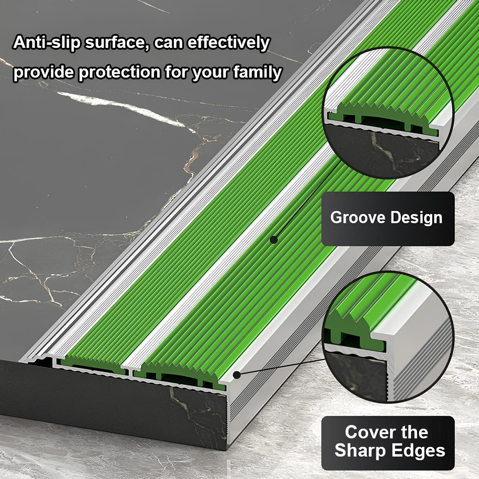 Perfil De Borde De Escalera Antideslizante En Aluminio Con Inserción