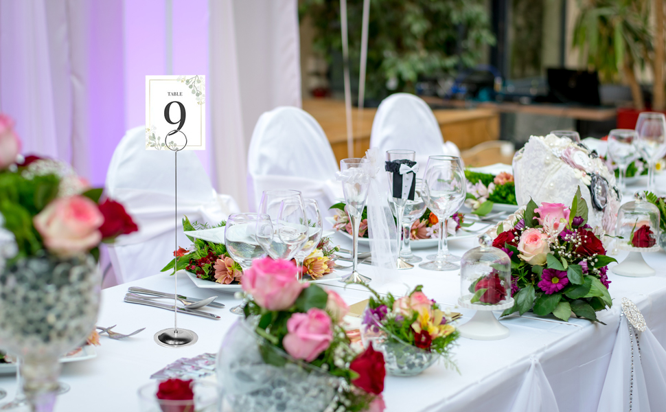 Set 10 Numeri Da Tavolo Per Matrimonio In Acrilico Oro Specchio 12,7x17,8 Cm - Con Supporto, Da 1 A 25