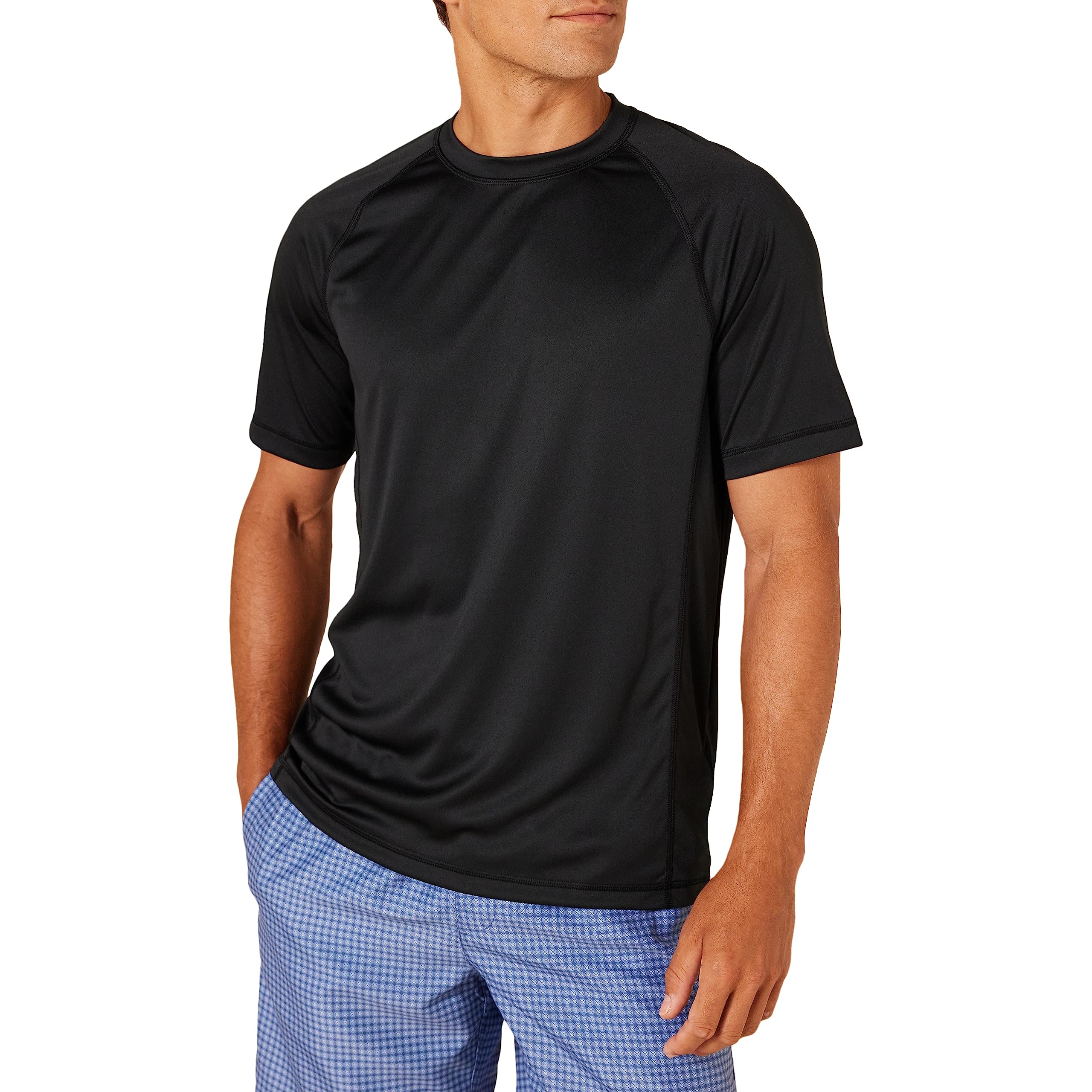 Photo 1 of Amazon Essentials Men's Short-Sleeve Quick-Dry UPF 50 Swim Tee X-Large Black