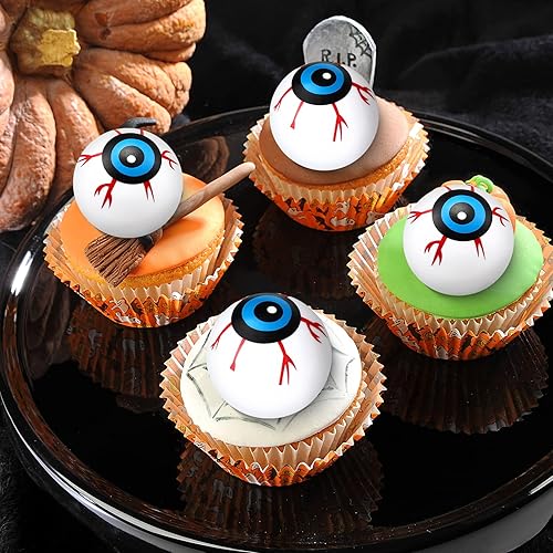 Miniatura 4 de Zubebe 36 globos oculares de plástico para Halloween, globos oculares rebotantes para Halloween, bolas huecas falsas, recuerdos de fiesta de