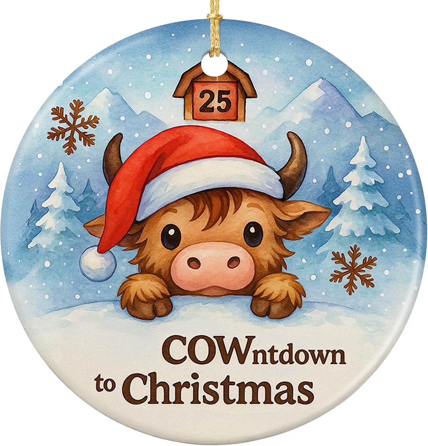 Highland Cow Christmas Ornament 2026 Funny Cute Farmhouse Gift